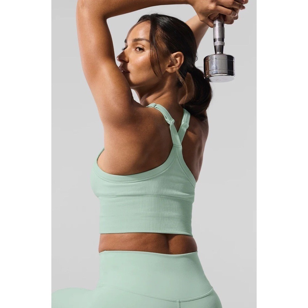 Alo Yoga Seamless Ribbed Favorite Bra Tank Spearmint XXS - Picture 3 of 8